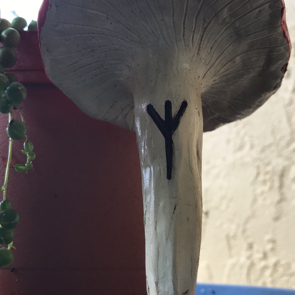 MUSHROOM 🍄 GARDEN STAKE TALISMAN ALGIZ RUNE ✨ - Picture 5 of 16